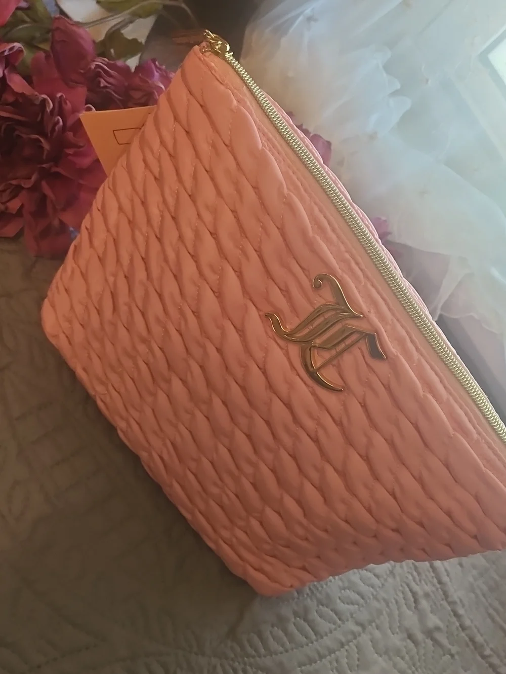 GIFT with $75+ PURCHASE Juicy Couture Pink Quilted Clutch Pouch Touletry Bag NEW